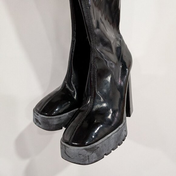 Schutz Darlyn Pleather Over the Knee Boots Black Size 7.5 - Picture 3 of 8